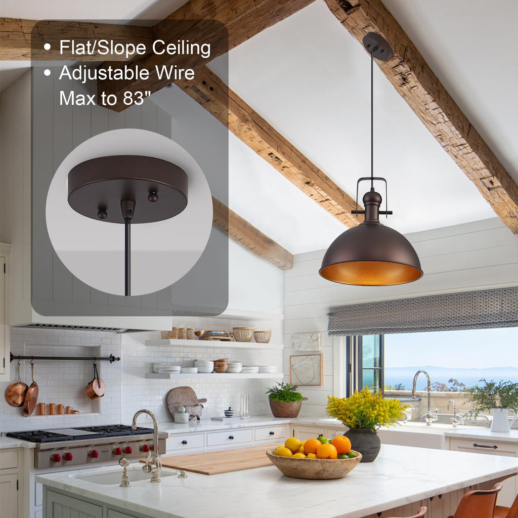 12 Inch ORB Farmhouse Pendant Lights Island 2 Pack