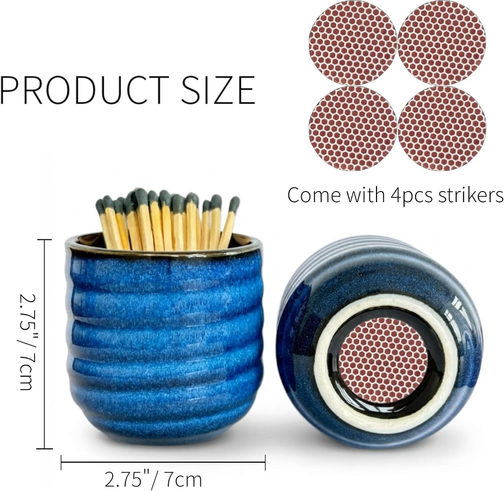 Long Match Holder with Striker for 3" 4" 5" Matches (1, Blue)