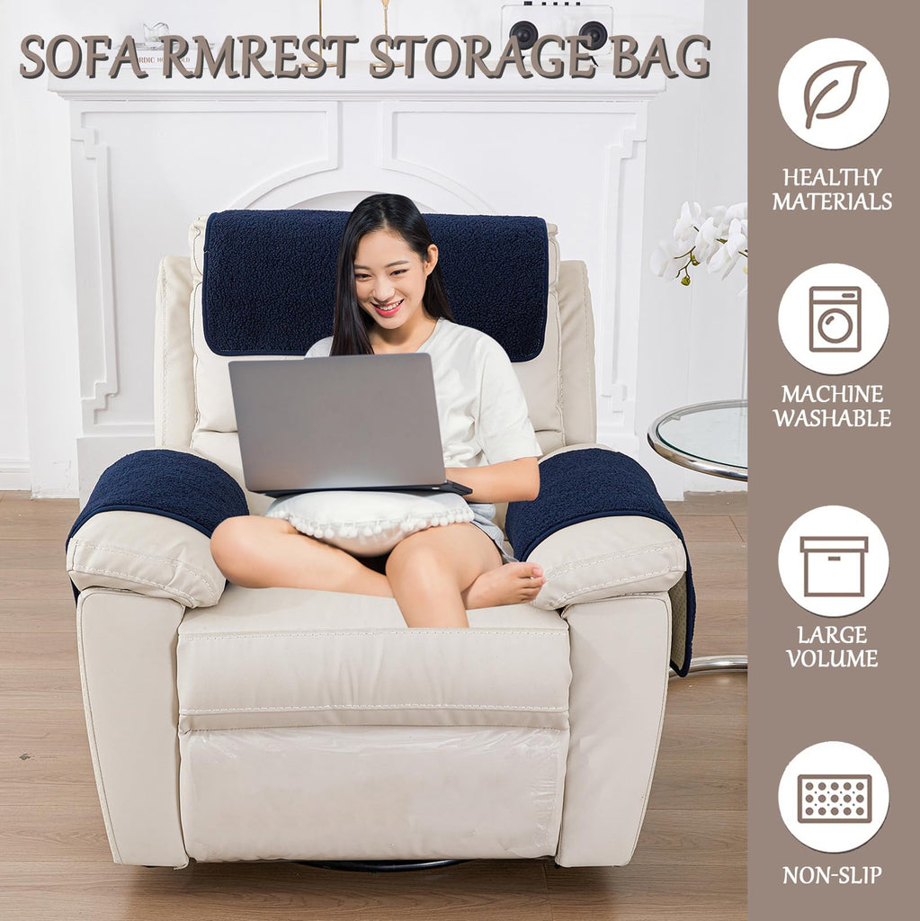 Armrest Covers for Recliners Couch Arm Covers with Pockets for Sofa