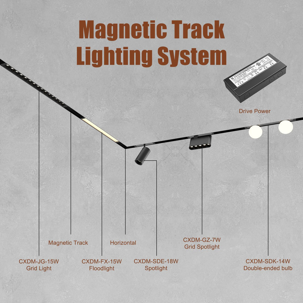 2 Pack 3.3FT Magnetic Track Rail, 24V Recessed Low Voltage Lighting
