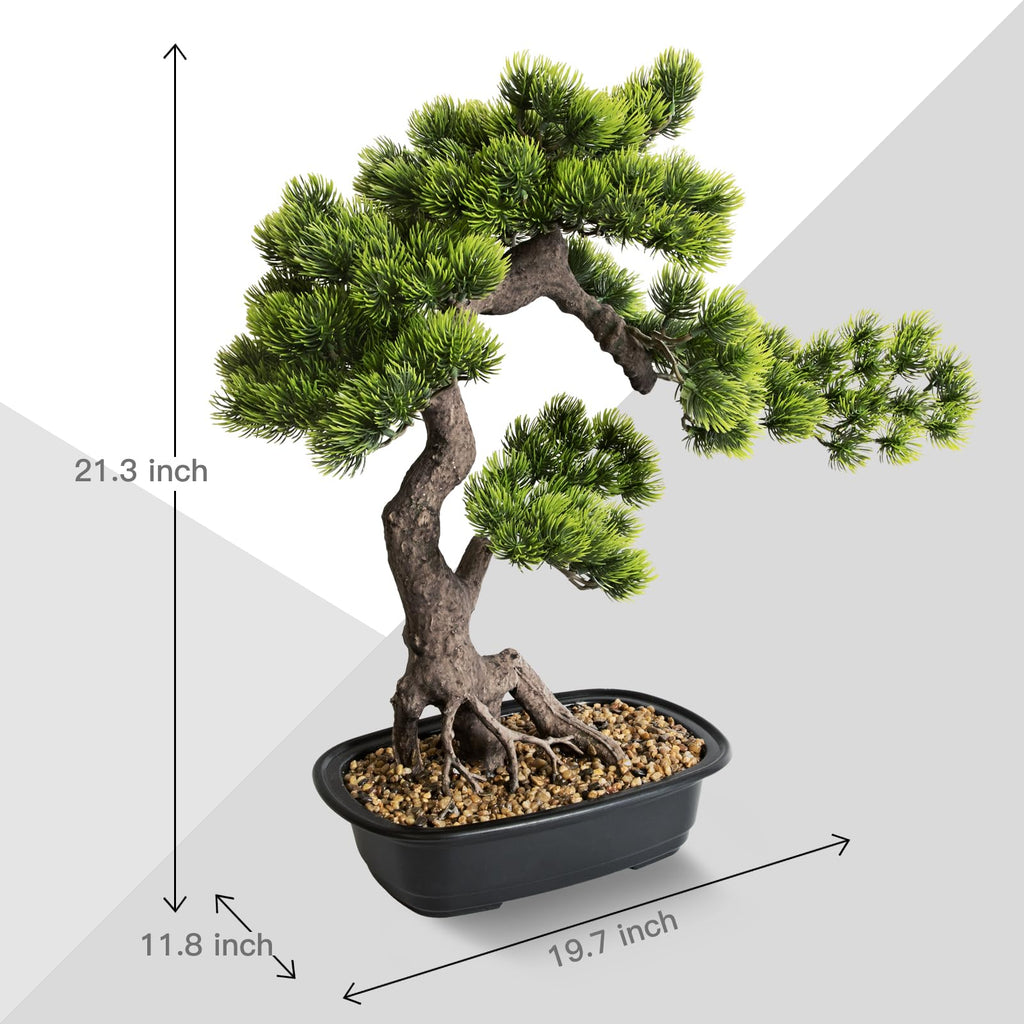 Artificial Bonsai Plant, Large Faux Juniper Plants 20 inch, Faux Potted Pine Plants Indoor Decor Desk Home Table