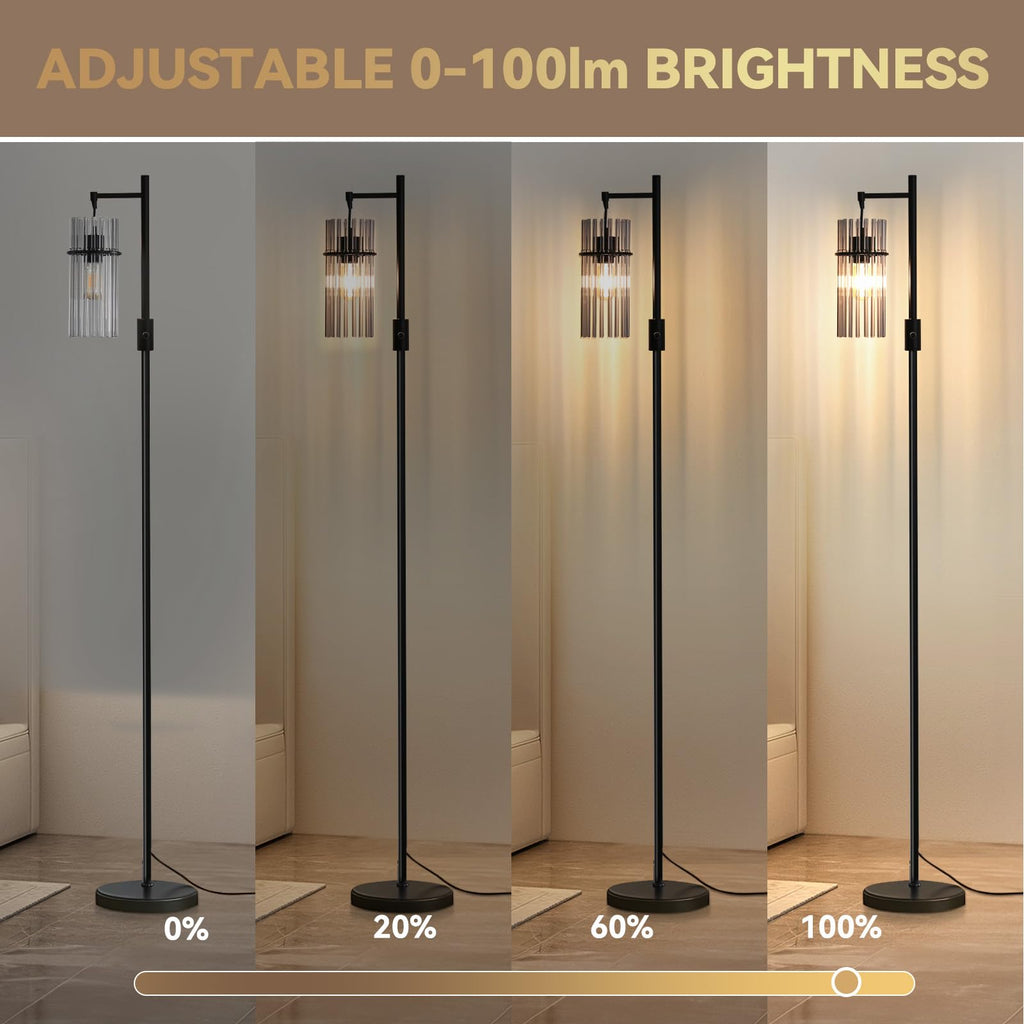 Industrial 66" Tall Modern Floor Lamp Dimmable Glass Black