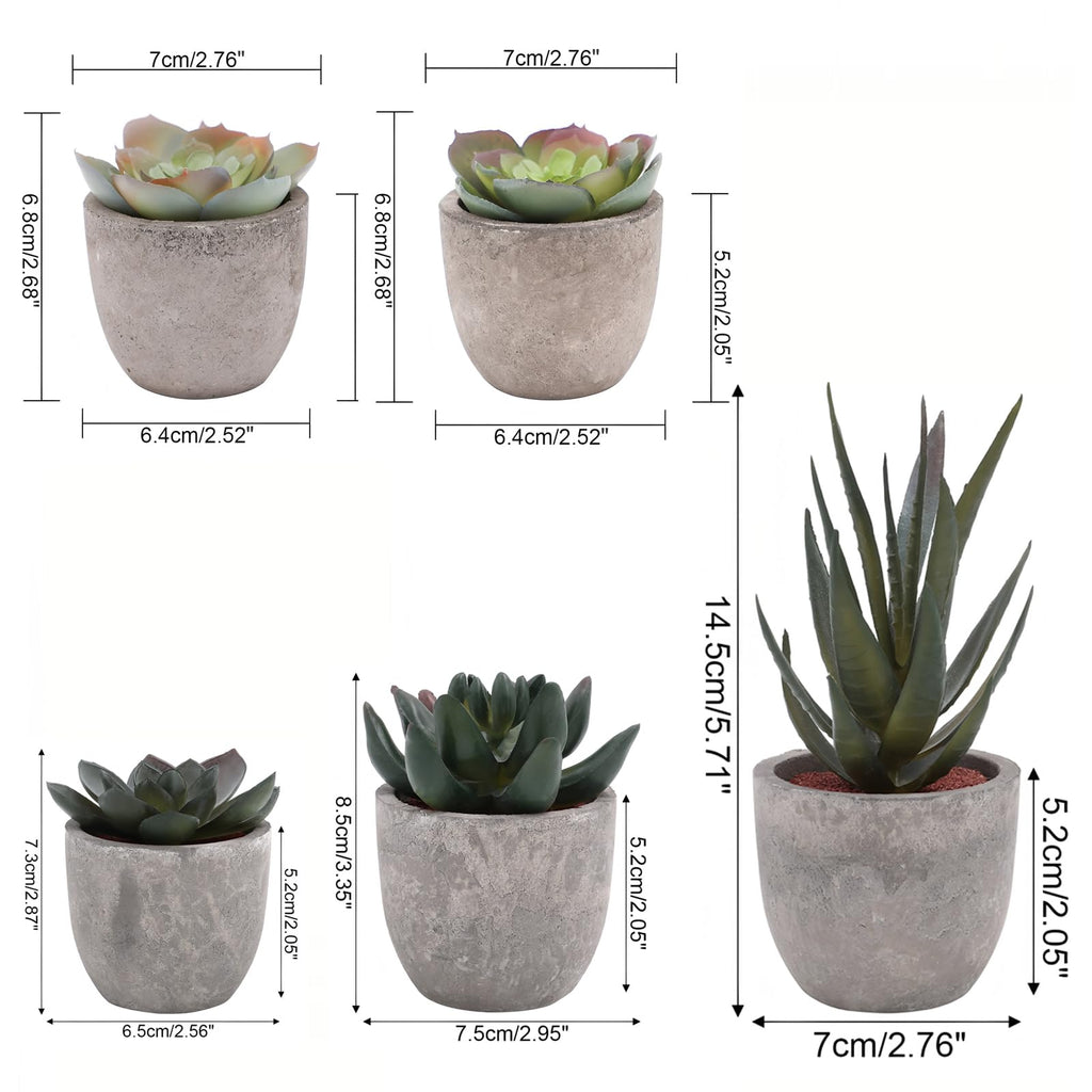 Artificial Succulent Plants Set, Low Maintenance Home Office Decor