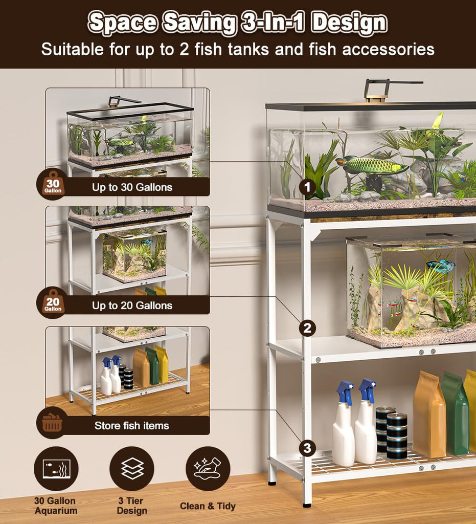 20-30 Gallon Aquarium Stand with 3-Tier Adjustable Storage Shelf