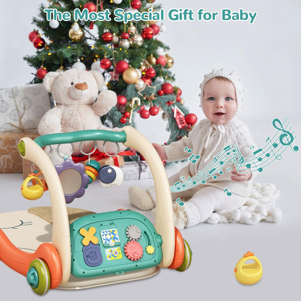 3 in 1 Baby Play Mat Gym, Kick and Play Piano Gym with Music Light, Activity Tummy Time Play mat with 5 Learning