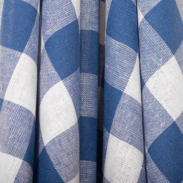 Broadcloth Fabric Lightweight Breathable Absorbent Gingham Plaid Yarn Dyed 100% Cotton By The Yard - Royal Blue/White