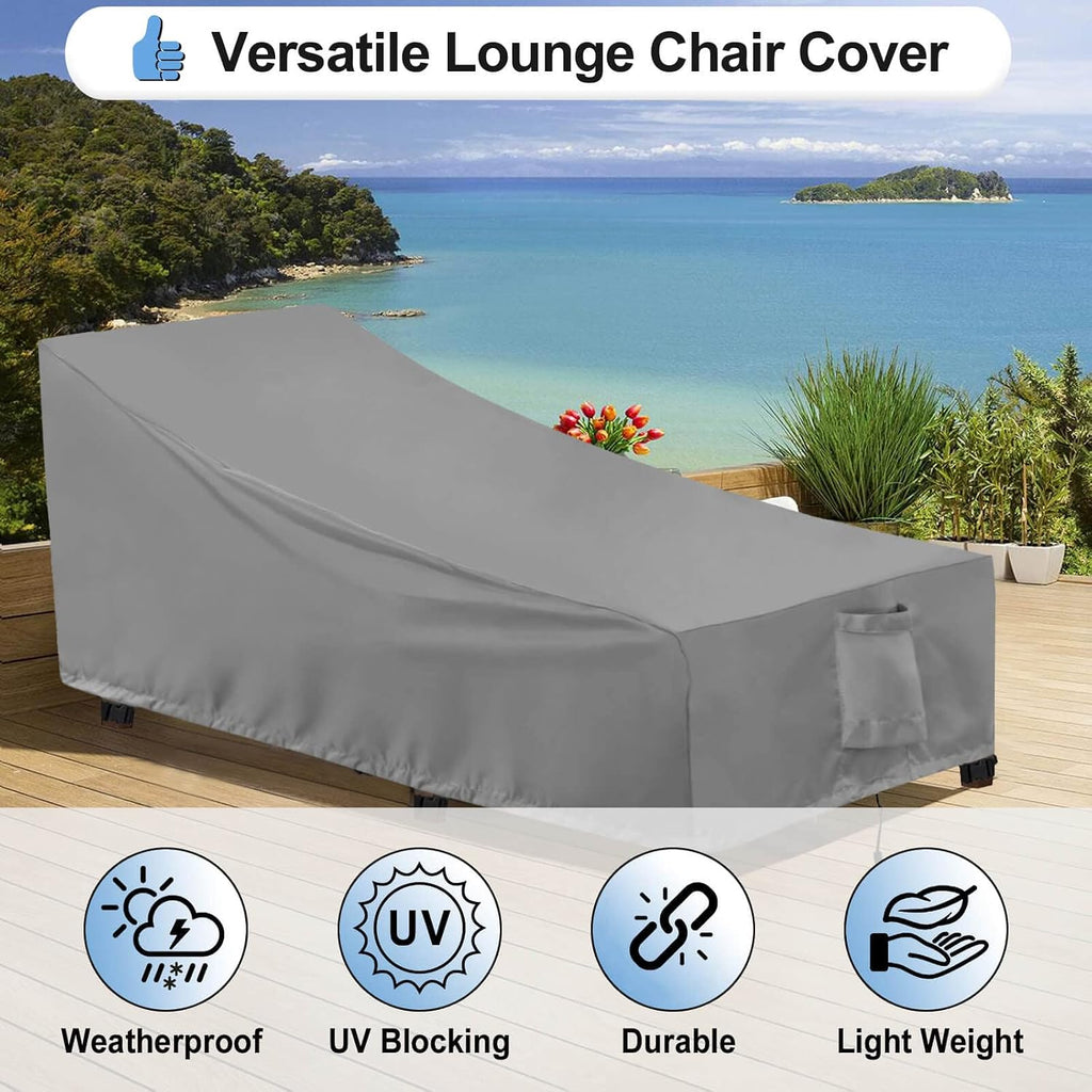 Waterproof Patio Chaise Lounge Chair Cover | UV Resistant Lounger Covers Heavy Duty Weatherproof Patio Sofa Furniture