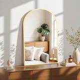 24"x36" Arched Gold Bathroom Mirror Wall Mounted Vanity Metal Frame Mirror