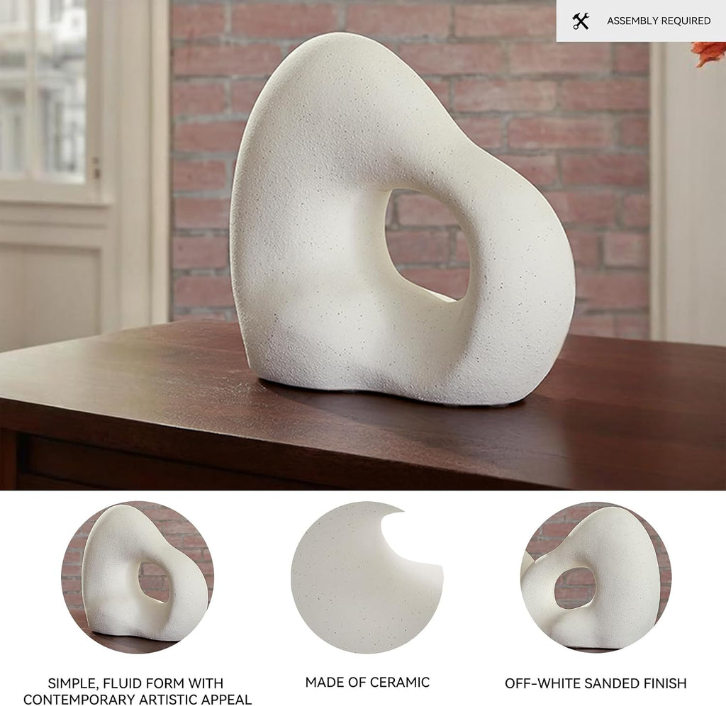 Arthrow Modern 11 in. Ceramic Abstract Sculpture, White
