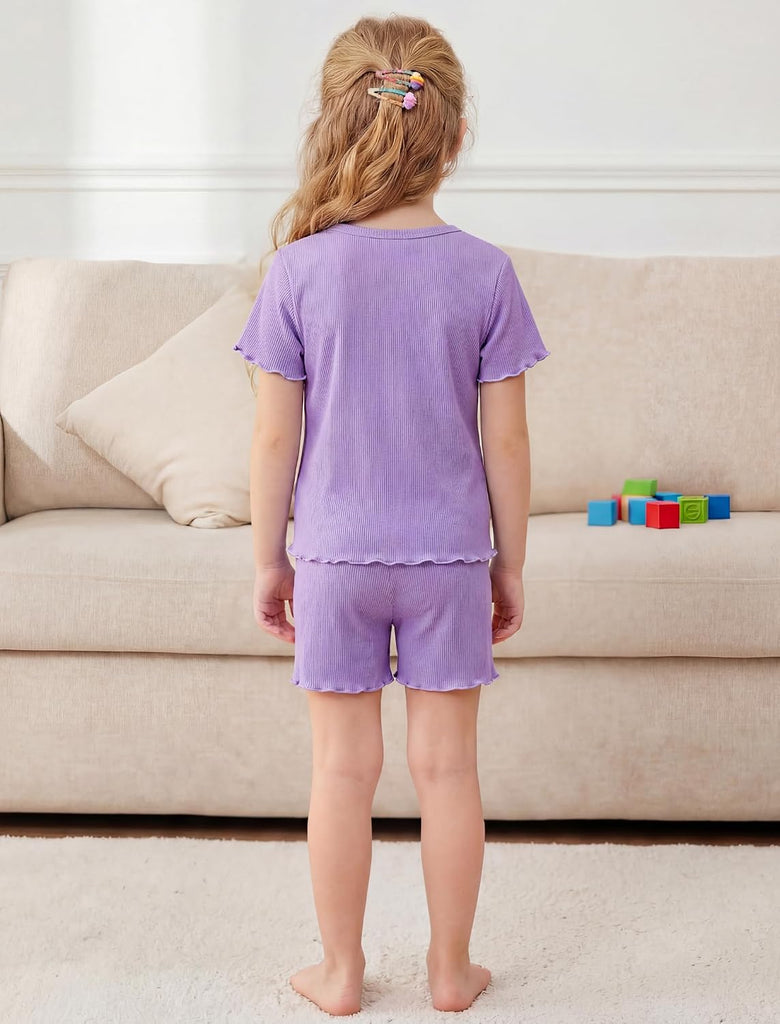 Girls Pajamas 4Pcs Summer Snug Fit Toddler Pjs Bamboo Viscose