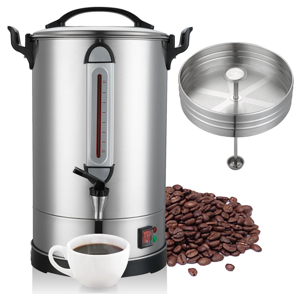 Commercial Coffee Maker 100 Cup Large Coffee Urn 4 Gallon 16L Industrial Coffee Dispenser 1300W Quick Brew Dual Wall