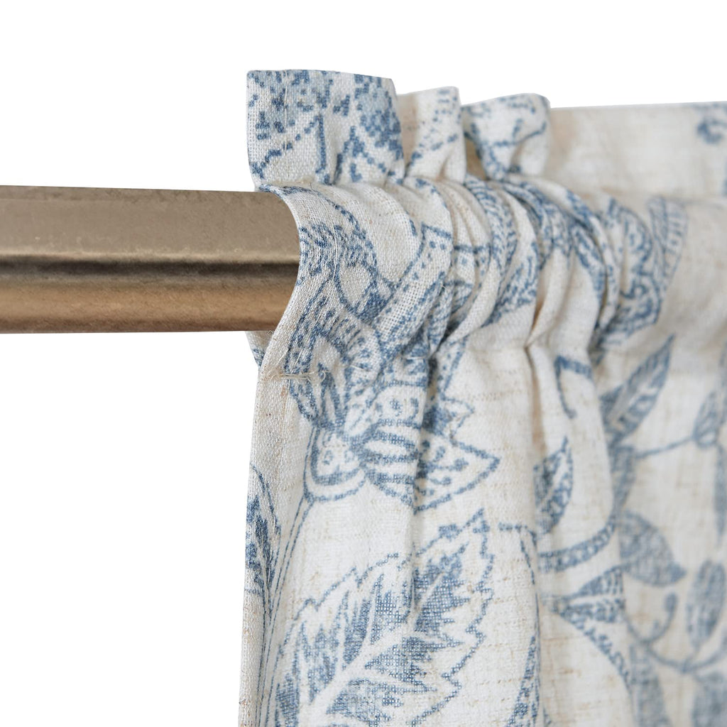 Blue Farmhouse Linen Valance Curtain 20 Inch Tie Up 1 Panel