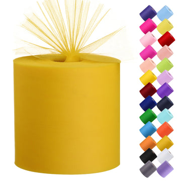 Tulle Fabric Roll, 6" by 200 Yards Tulle Roll(Light Gold)