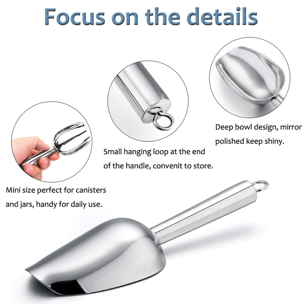 Mini Scoop, 3 Ounce Stainless Steel Utility Scoops, 4 Pack