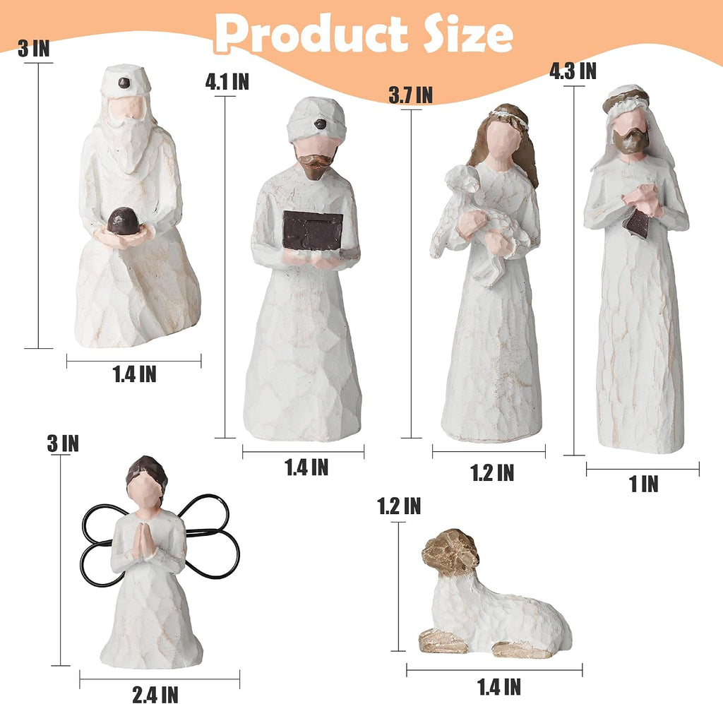 Christmas Nativity Scene Set, 12 Piece Resin Miniature Holy Family Figurines, Mini Decorative Religious Christmas