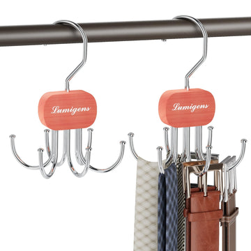 Cedar Wooden Belt Hanger, Belt Organizer for Closet, Rotatable Tie Rack, Belt Holder, Hanging Closet Storage Hook for