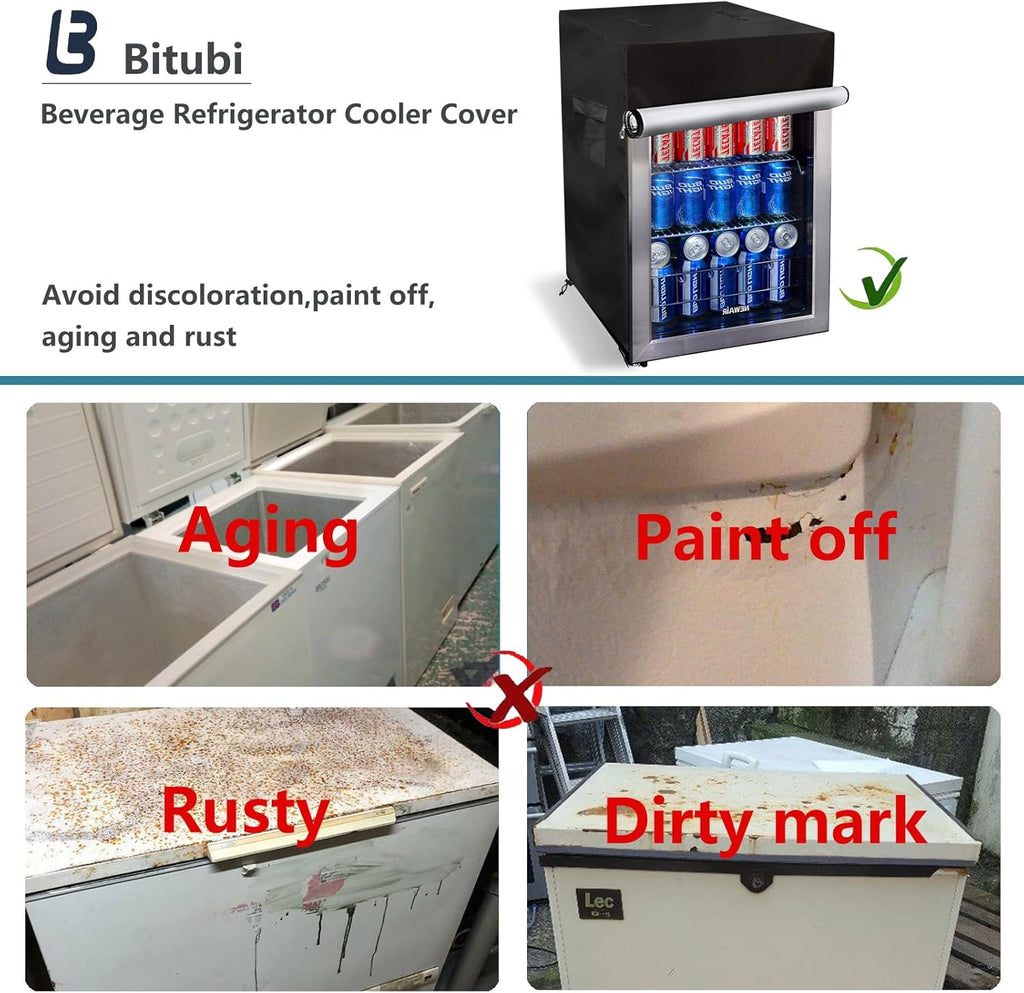 Upright Freezers Cover,Outdoor Beverage Refrigerator Cover, - Waterproof, Dustproof, Sun-Proof, 20" W x 20" D x 33" H.