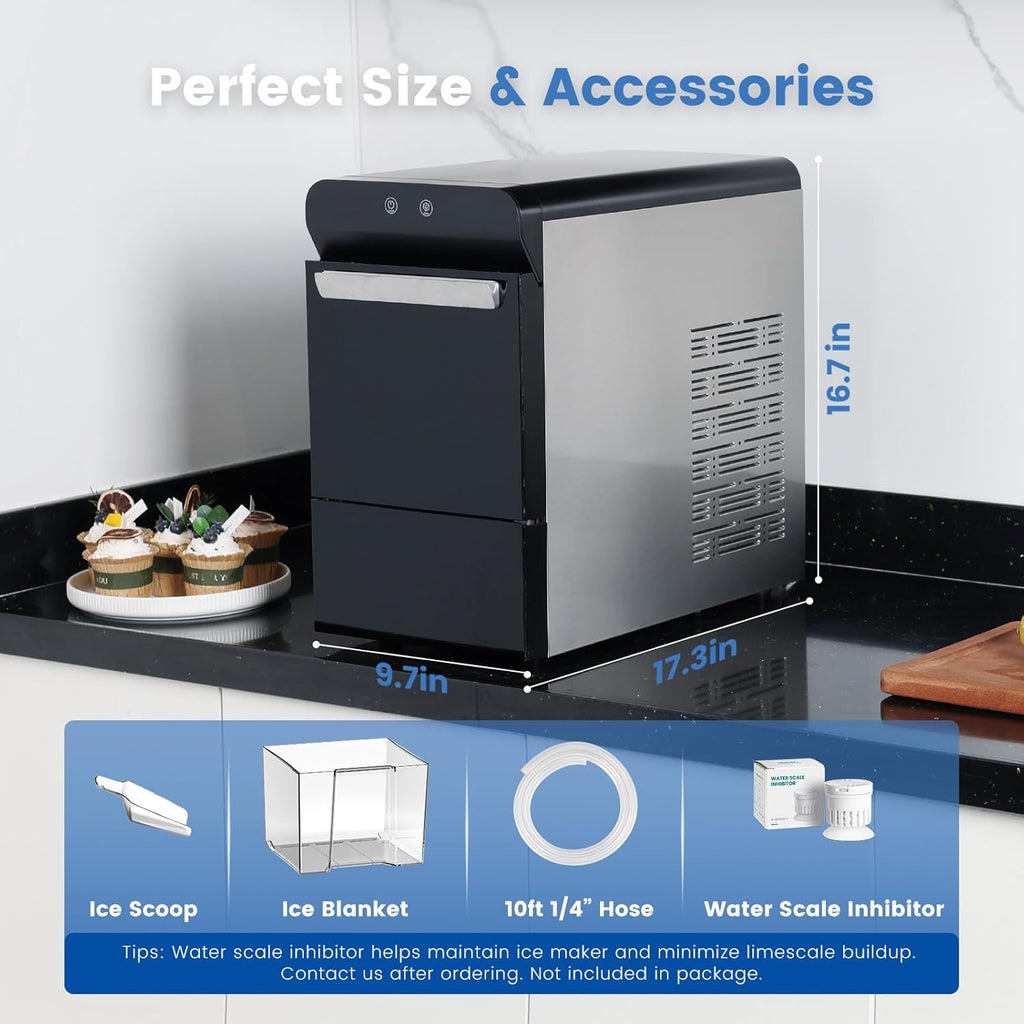 V2.0 Nugget Ice Maker, 38lbs/24H Countertop Pellet Ice Machine with Self-Cleaning, Energy-Efficient, Chewable Pebble
