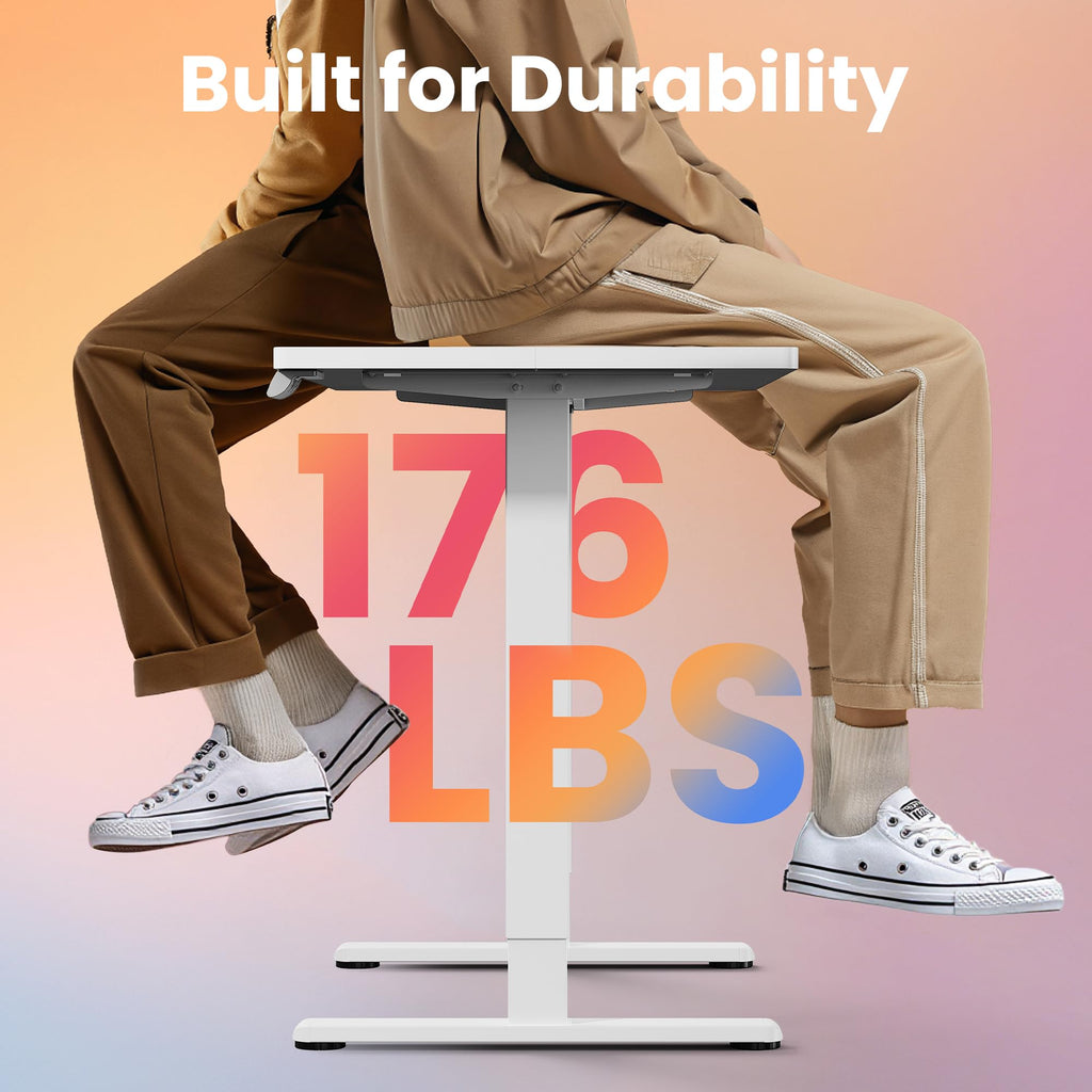 43x24 Inch Electric Standing Desk, Height Adjustable, White