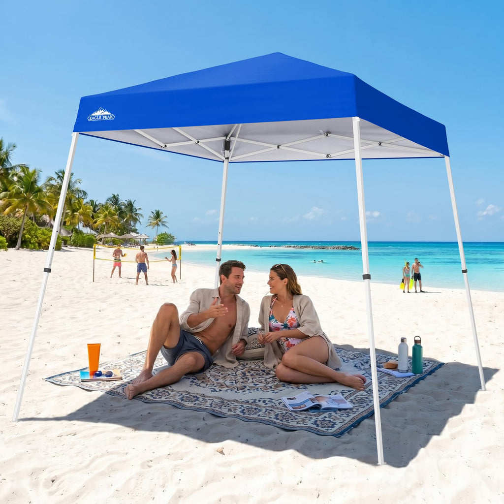 8x8 Slant Leg Pop Up Canopy Tent, Blue