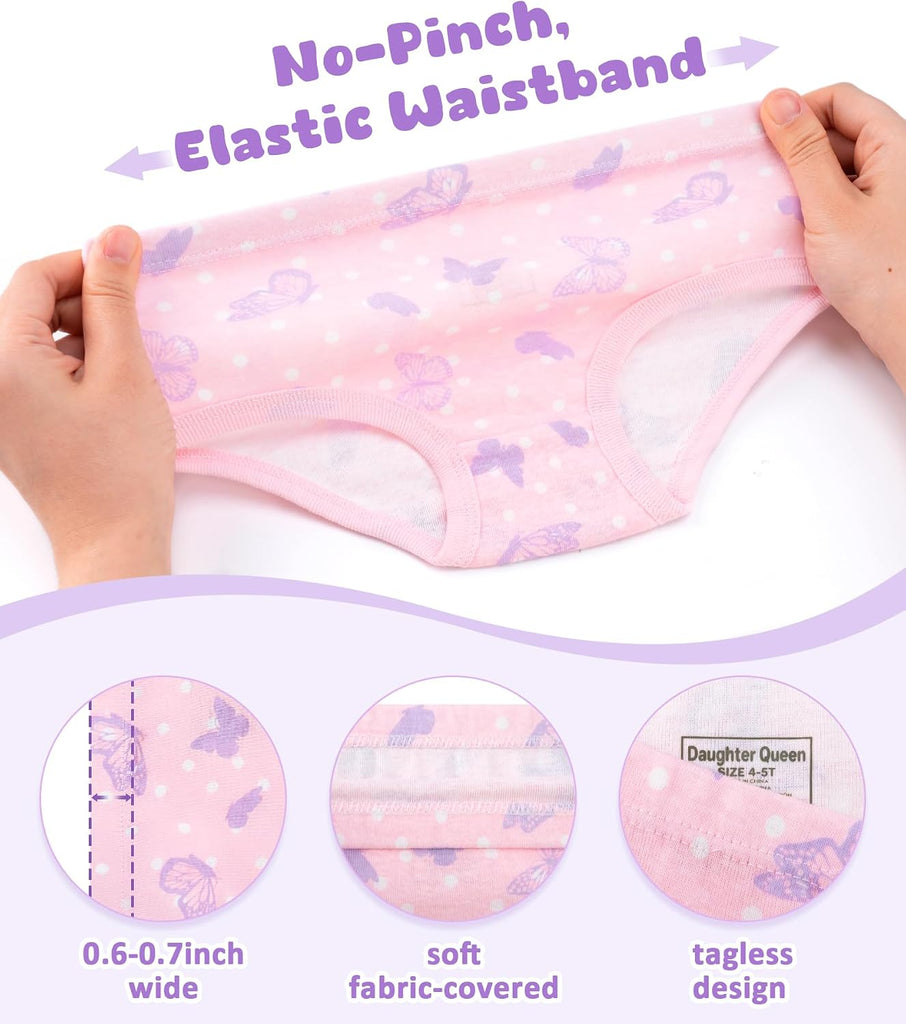 Girls' 100% Cotton Soft Tagless Underwear