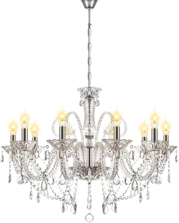 10 Lights Crystal Chandeliers K9 Crystal Ceiling Pendant Lamp for Dining Room Bedroom Home Decor (Clear) A110-B0CD7P62M6
