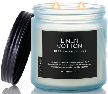 Fresh & Linen Cotton Scented Candles, 11.6oz Natural Soy Wax