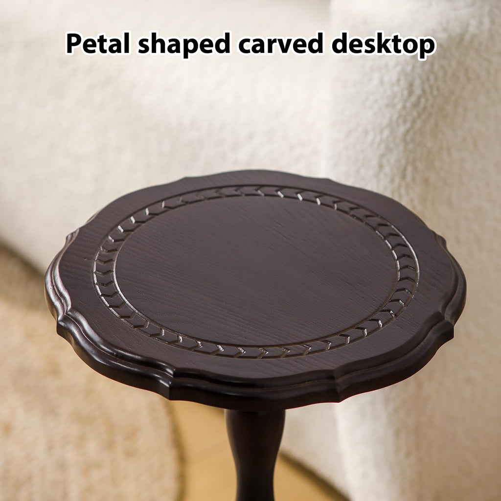 26.3" High Round Side Table, 100% Solid Wood Small Drink Table