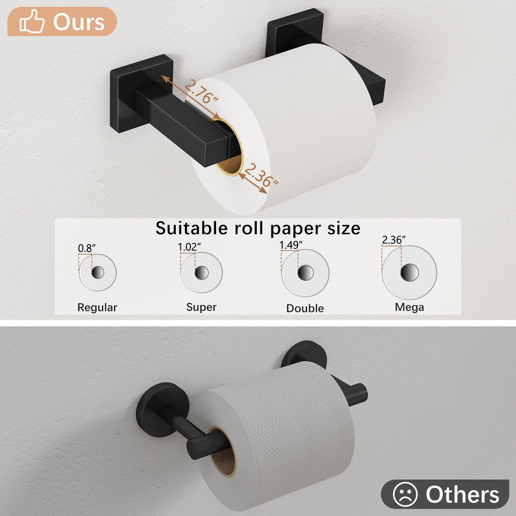Toilet Paper Holder Matte Black, Wall Mounted Pivoting