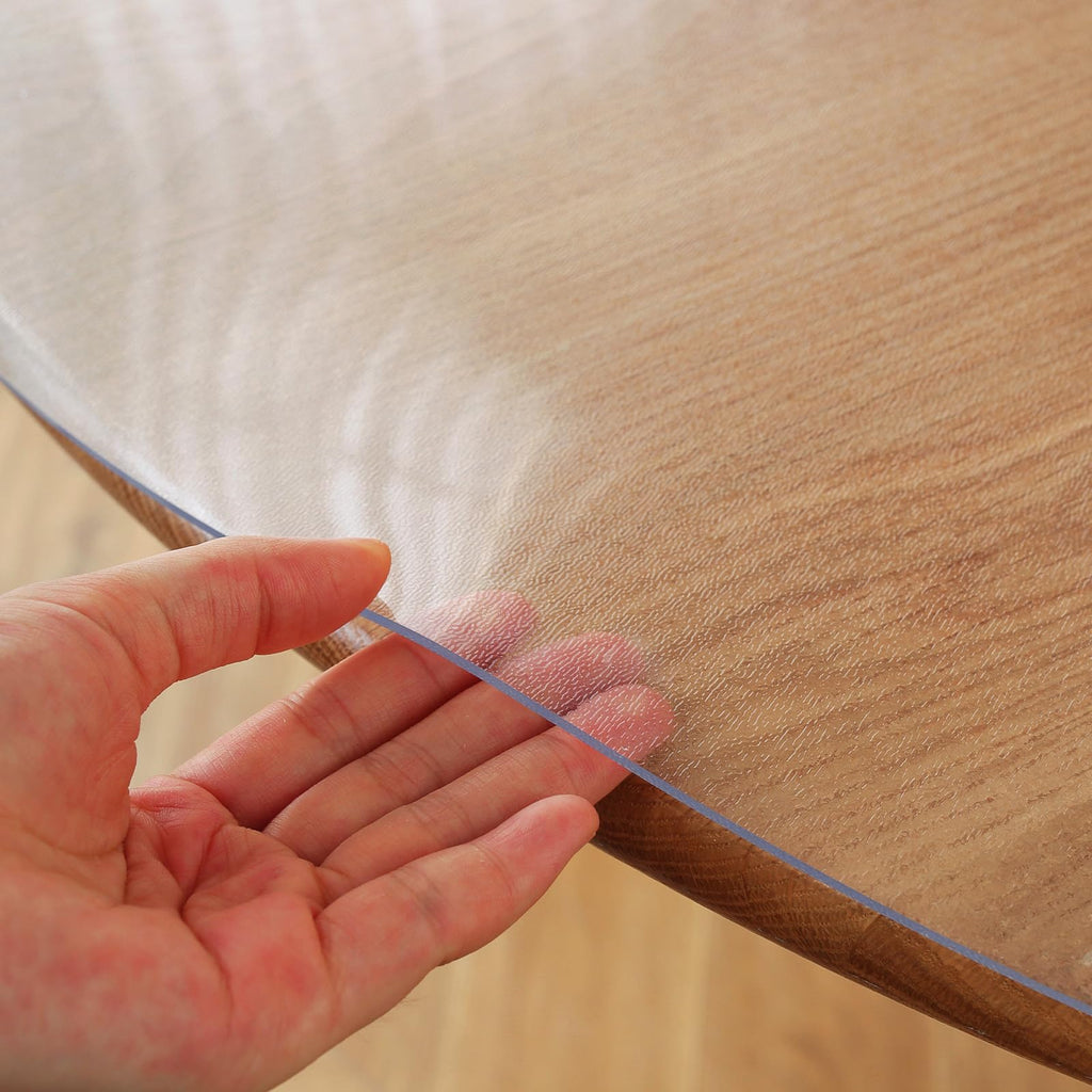 Round Frosted Table Cover Protector 35 Inch, 2mm Thick Table Protector, Waterproof Plastic Cover PVC Vinyl