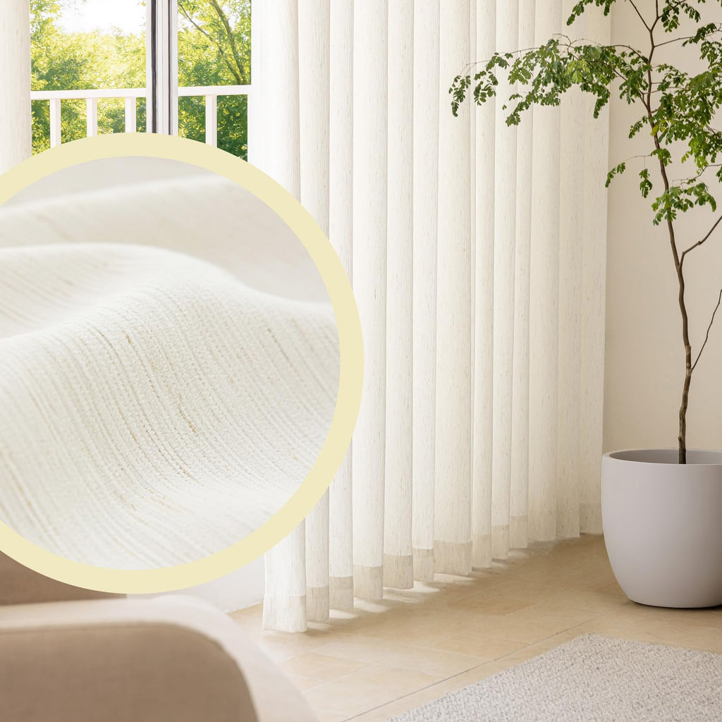 Pinch Pleated Curtains 96 Inches Long 2 Panels for Living Room Bedroom, Semi Sheer Light Filtering Curtain Boho