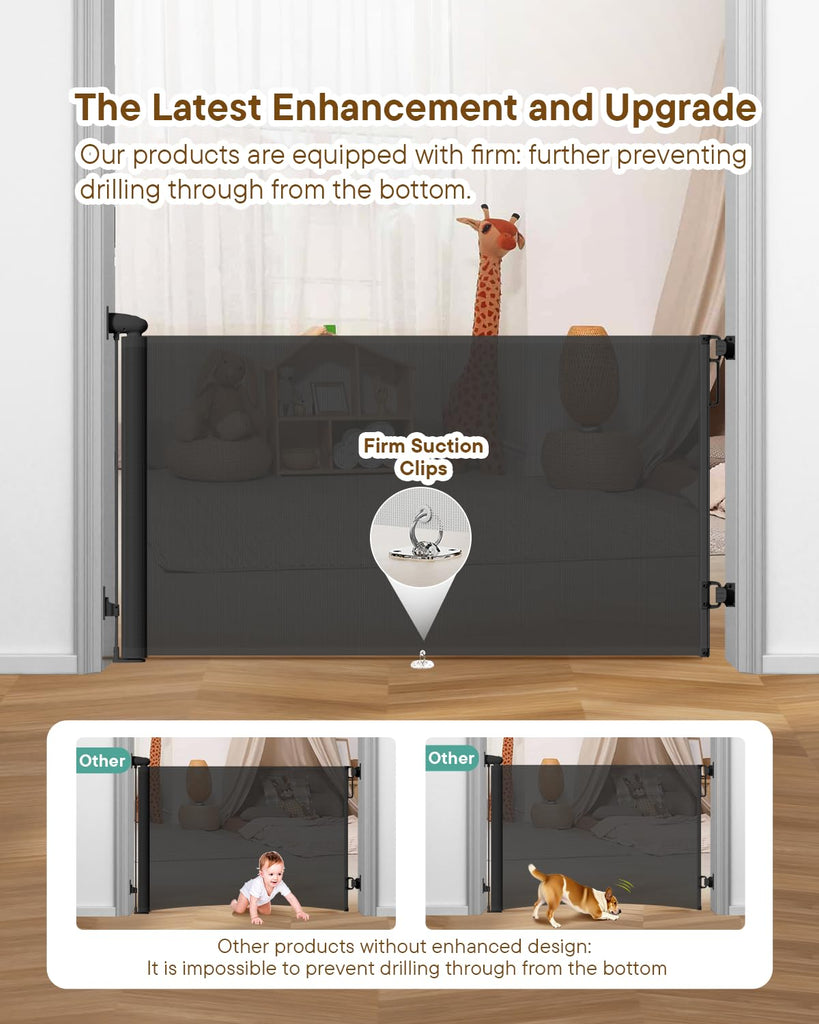 Retractable Baby Gates, 34" Tall Fits Up to 55" Wide, Black