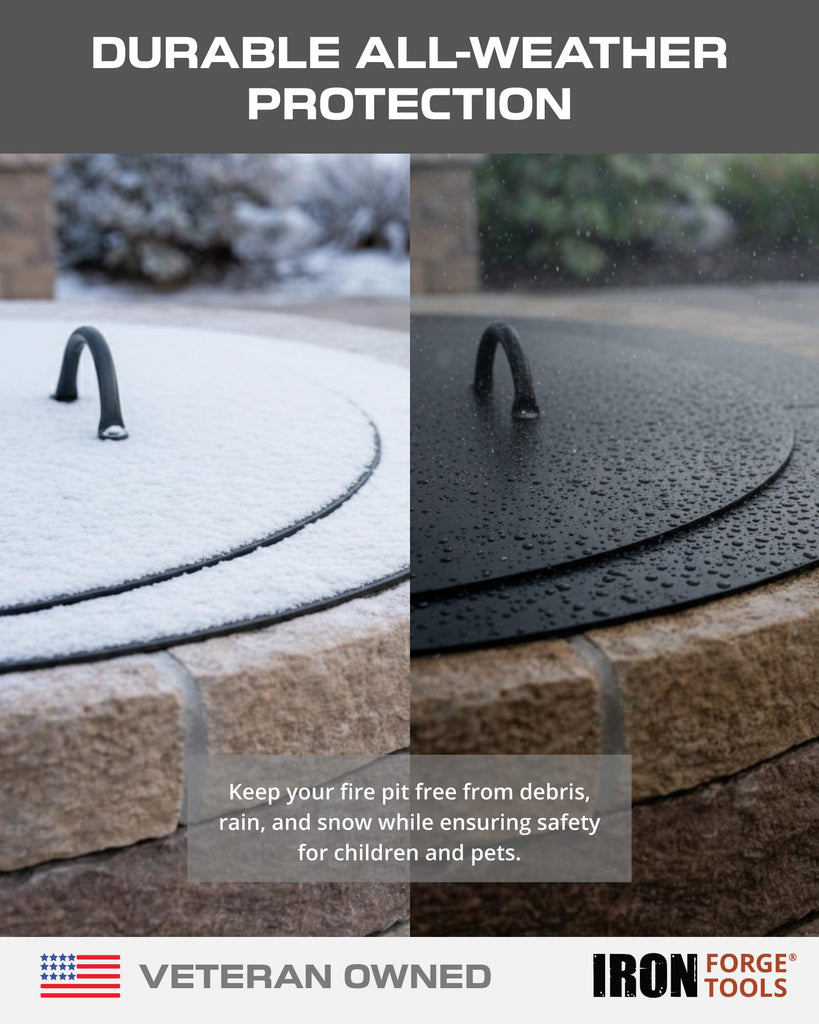 Heavy Duty Outdoor Fire Pit Cover Round - 31.5 Inch