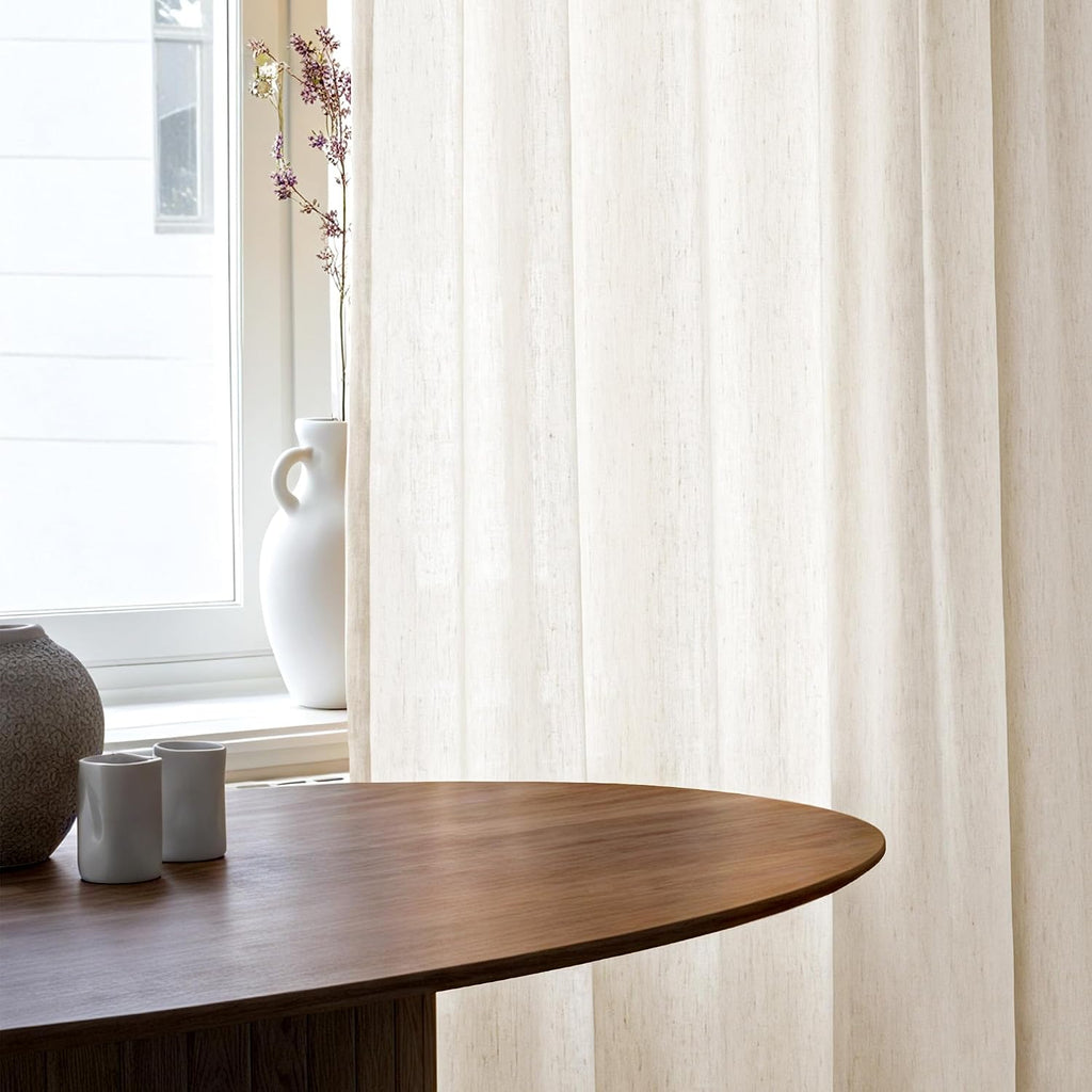 Pinch Pleated Linen Blend 108 inch Curtains, Thick Flax Privacy Added with Light Filtering Drapes Relax Window