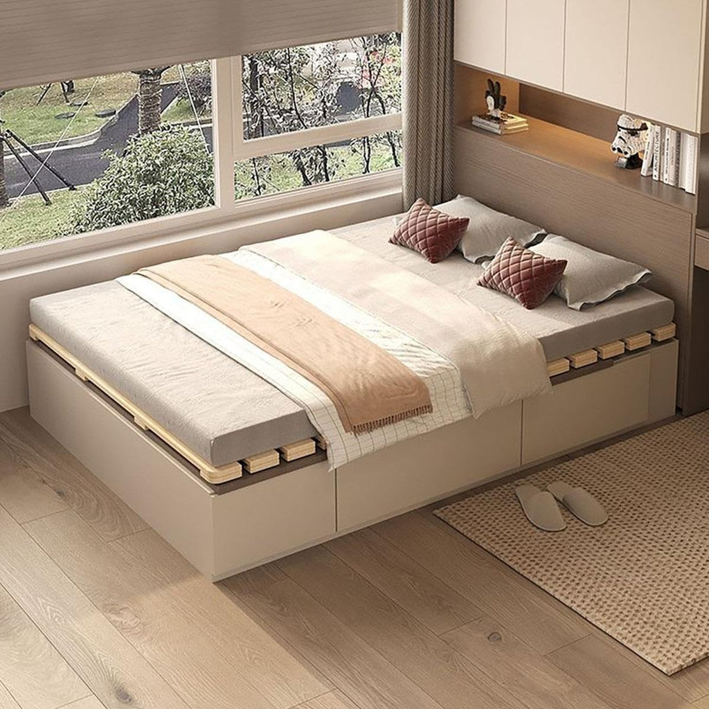 Folding Bed Frame, Wood Roll Slats, Tatami Bed Frame, Floor Mattress