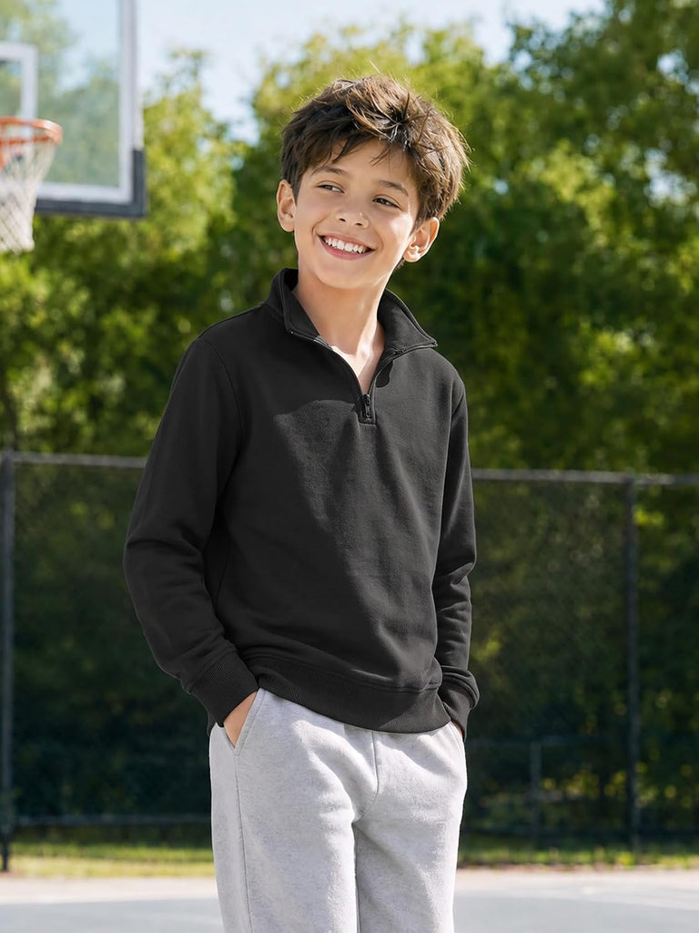 Boys Quarter Zip Sweatshirt Athletic Long Sleeve Pullover Tops