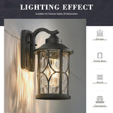 Modern Outdoor Wall Lights, 12 Inch Exterior Wall Lantern, Cast Aluminum with Water Ripple Glass, Black Finish