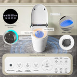 Smart Tankless Toilet with Built-In Bidet, Heated Seat, Warm Water, Air Dryer, LED Temperature Display, Auto Flush, Foot Sensor