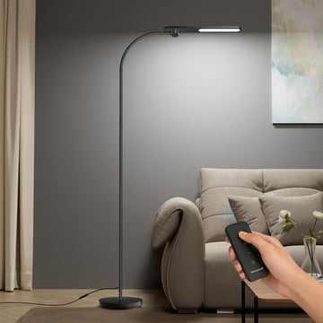 LED Floor Lamp with Remote, CRI97 Dimmable Gooseneck 77" Black