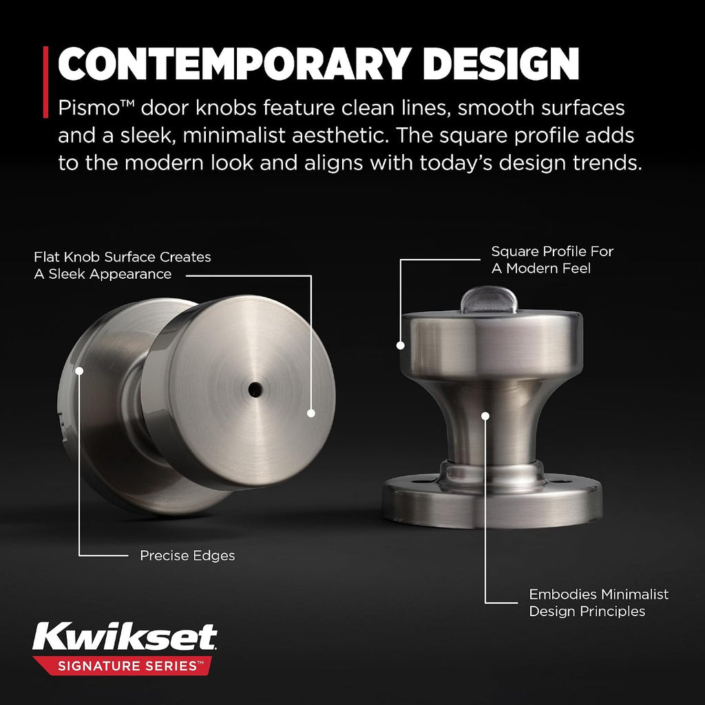 Pismo Interior Privacy Door Knob with Lock, Door Handle , Satin Nickel Keyless Turn Lock Doorknob, with Antimicrobial Protection