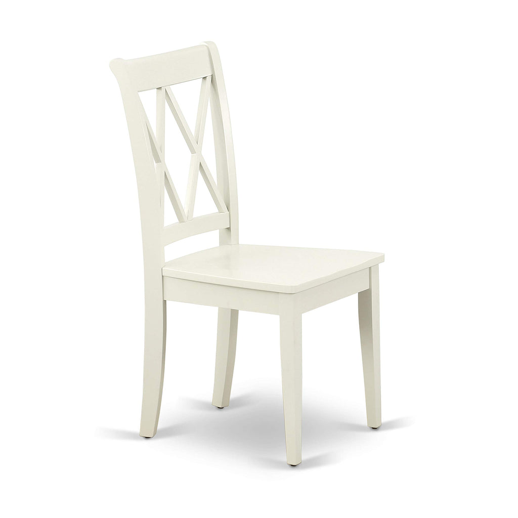 West Furniture CLC-LWH-W Clarksville Dining Room Chairs - Double Cross Back Wood Seat Chairs, Set of 2, Linen White