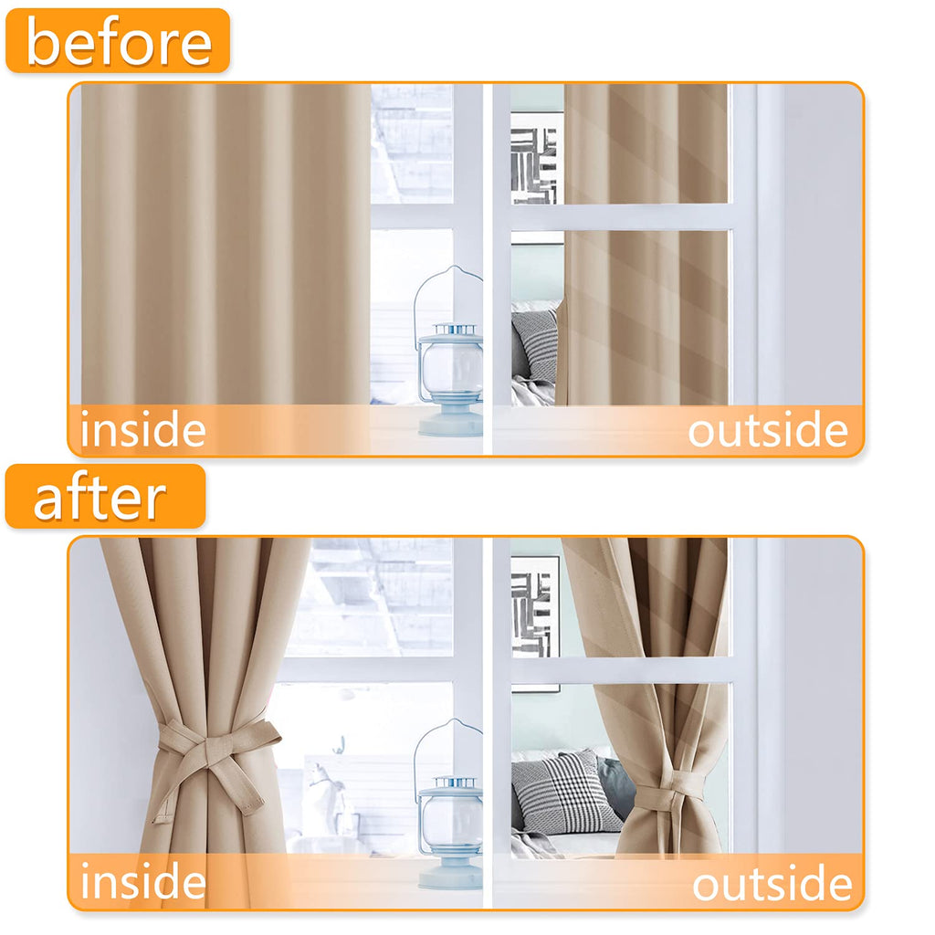 Blackout Window Curtain Panels, Set of 2, Beige, 42 x 72 Inch