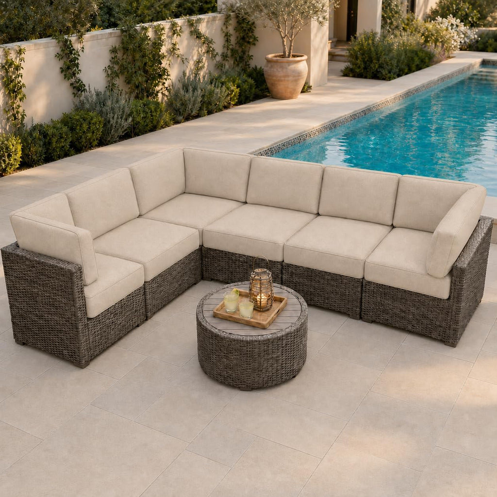 14 Piece Patio Cushion Covers Replacement, Waterproof Outdoor Furniture Covers with Reinforced Zippers and Non-Slip