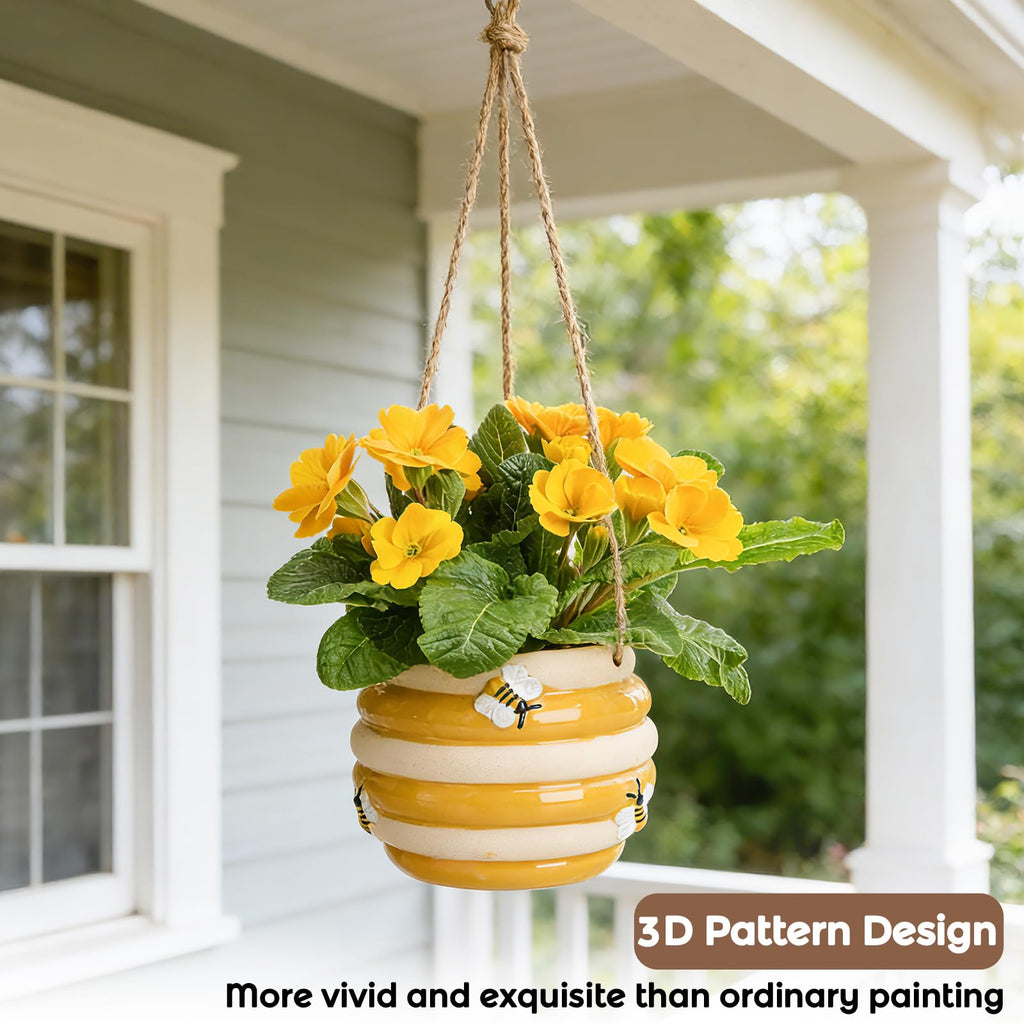 Hanging Ceramic Planter 5 Inch Cute Bee Plant Pots
