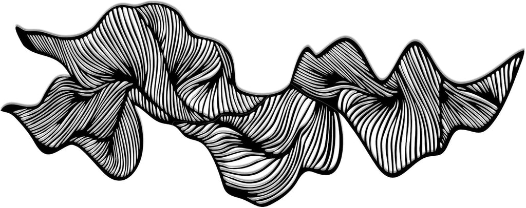 Abstract Wave Line Metal Wall Art Modern Geometric Black Wall Decor - Set of 3