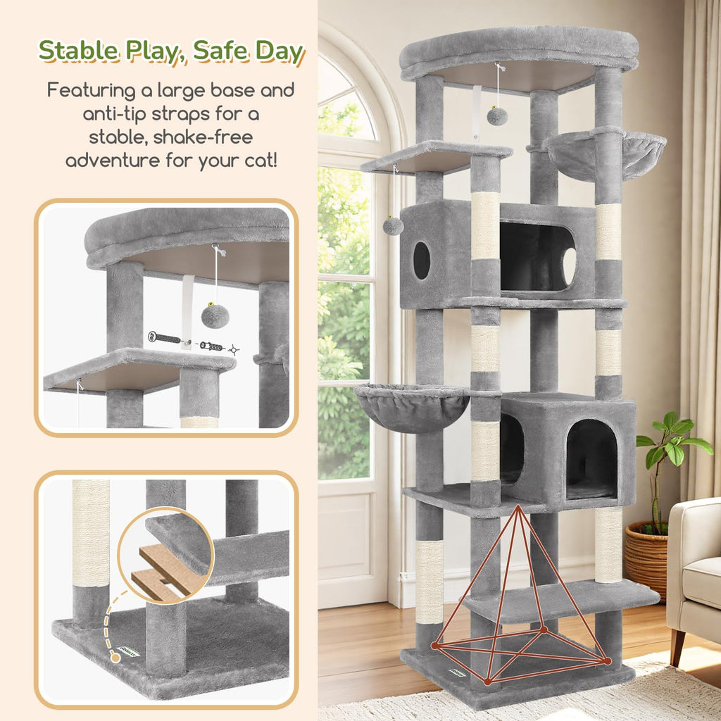 74in Heavy Duty Cat Tree Tower for Indoor Cats Large Adult