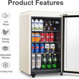 Retro Beverage Refrigerator Cooler, 3.2 Cu.ft Mini Fridge with Glass Door for So