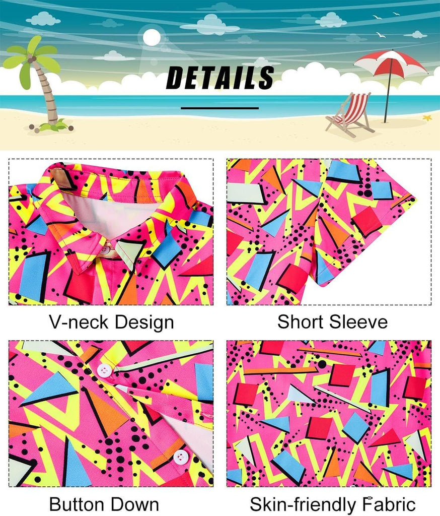 Boys Graphic Button Down Shirts Short Sleeve Hawaiian Top