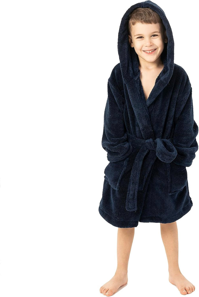 Boys Kids Microfiber Fleece Hooded Robe