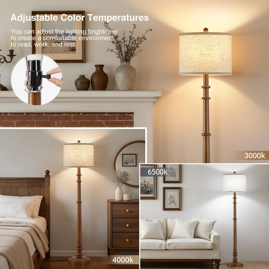 Floor Lamps - 60" Farmhouse Floor Lamp with Adjustable Color Temperatures - Vintage Standing Lamp Reading Light with